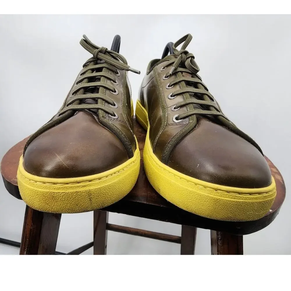 Salvatore Ferragamo Men's Fulton Leather Sneakers Size 9‎ EE Wide Width